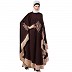 Embroidery Irani Kaftan with contrast border-Brown-Skin